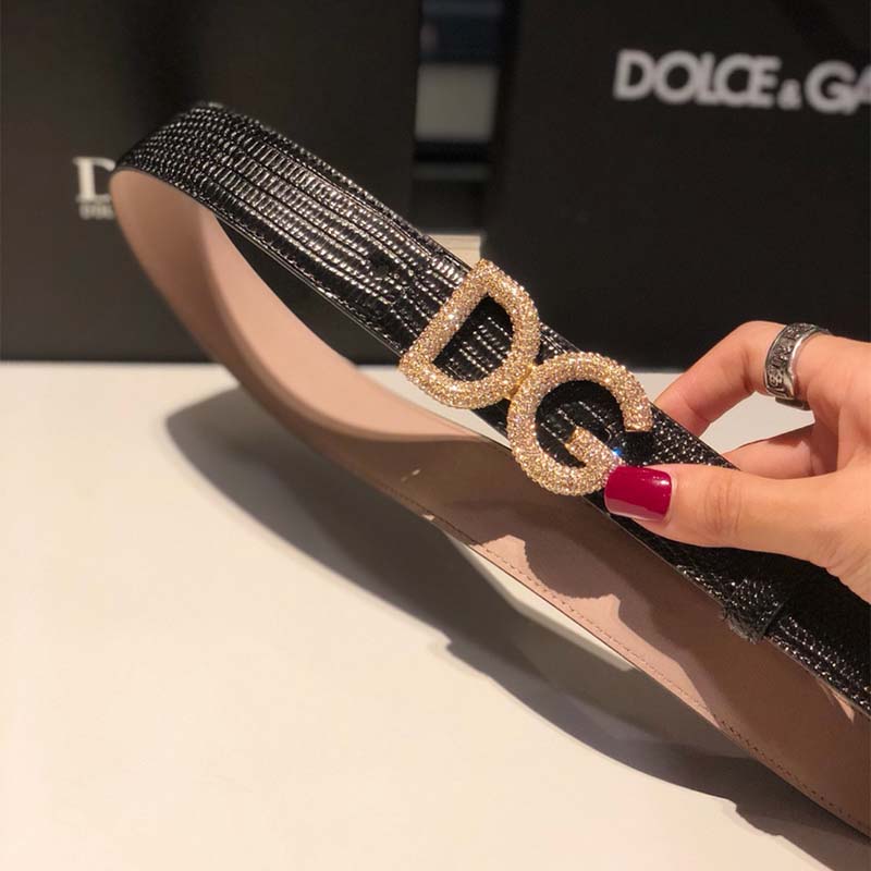 Side profile showcasing gold-tone buckle on Dolce Gabbana D&G Women Belt