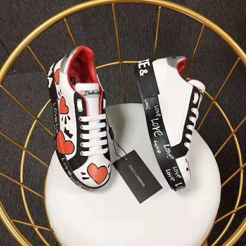 Top-down view of lace closure on Dolce Gabbana D&G Women Calfskin Nappa Sneakers
