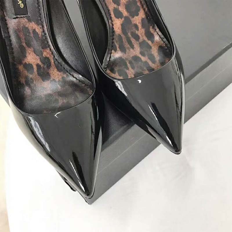 Dolce Gabbana D&G Women Shoes Patent Leather Pump with Leopard Sole 80mm Heel Hight-Black - image 8