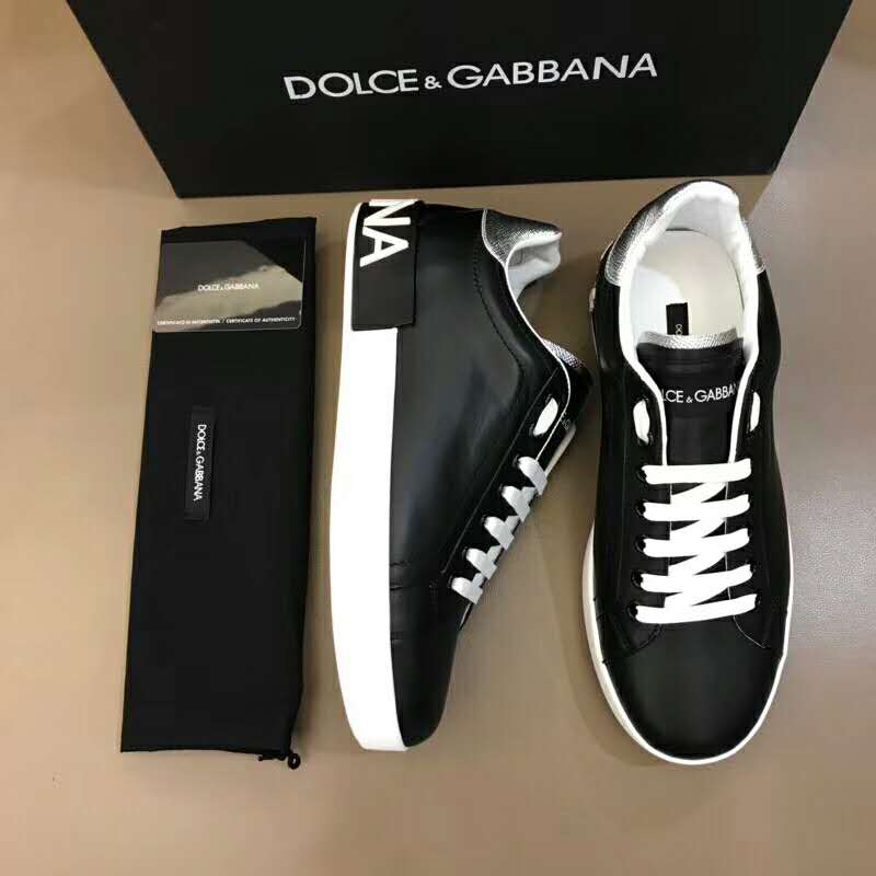Close-up of Napa leather texture and D&G embossed detail on Dolce Gabbana sneakers