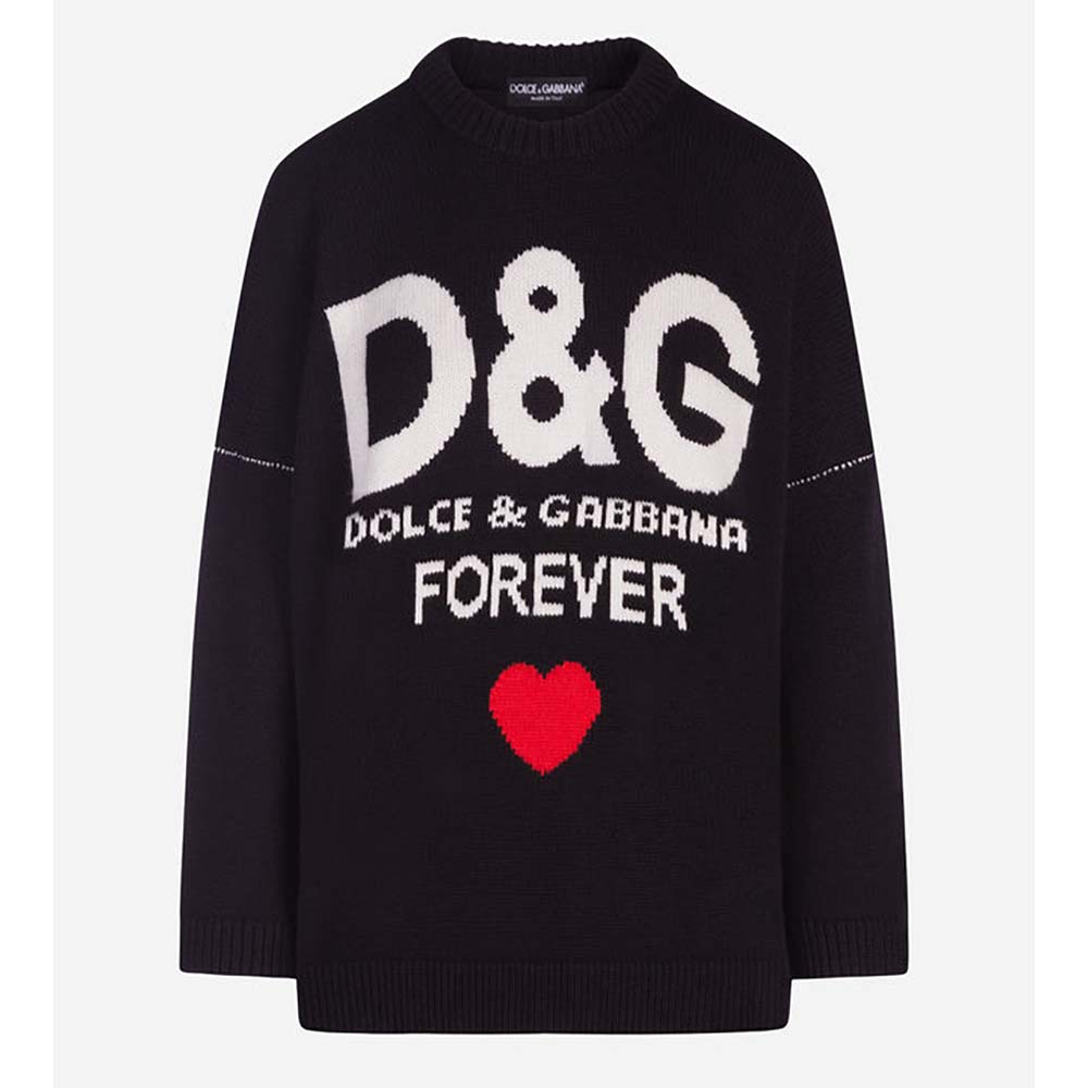 Front view of Dolce Gabbana D&G Women Cashmere Knit-Black sweater