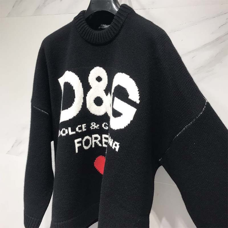 Side profile of Dolce Gabbana D&G Women Cashmere Knit-Black showing fit