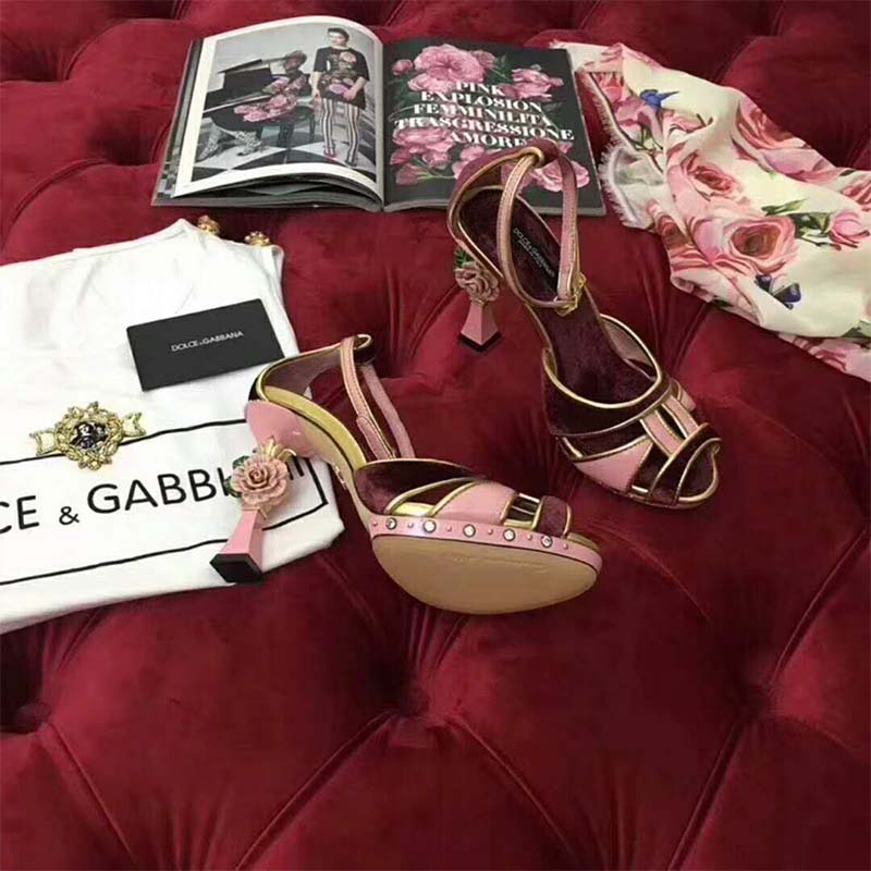 Dolce Gabbana D&G Women Shoes Sandalias De Raso Y Terciopelo Con Tacon Escultura 115mm Heel - image 4