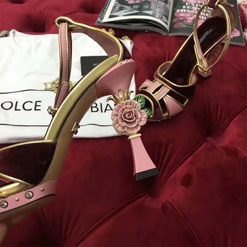 Dolce Gabbana D&G Women Shoes Sandalias De Raso Y Terciopelo Con Tacon Escultura 115mm Heel - image 6