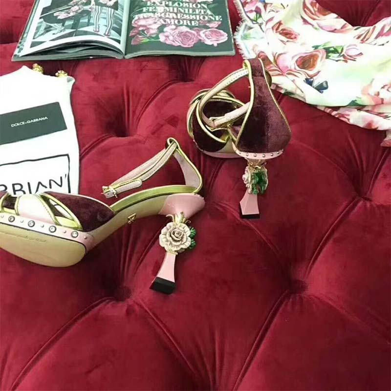 Dolce Gabbana D&G Women Shoes Sandalias De Raso Y Terciopelo Con Tacon Escultura 115mm Heel - image 5