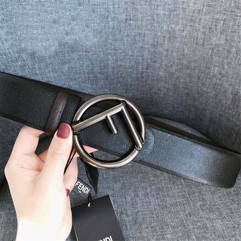 Fendi Men Black and Brown Leather Belt - image 4