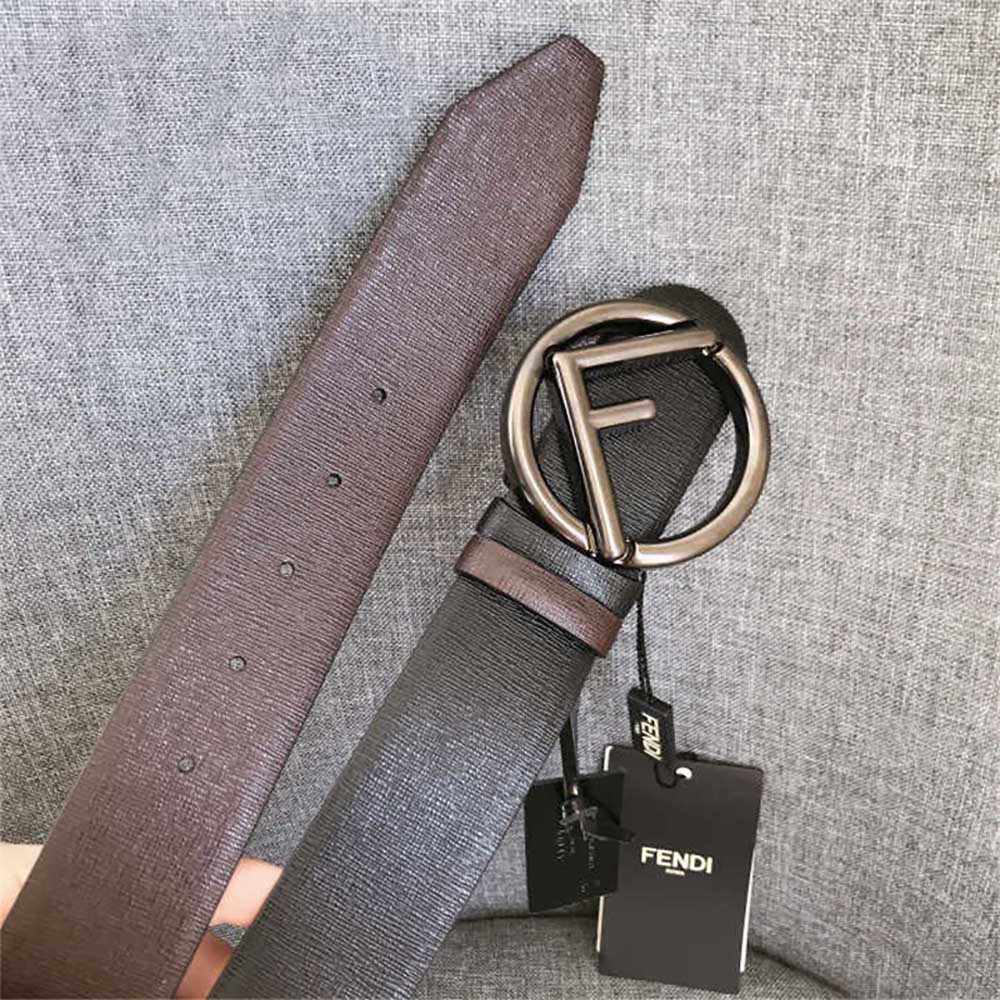 Fendi Men Black and Brown Leather Belt - image 5