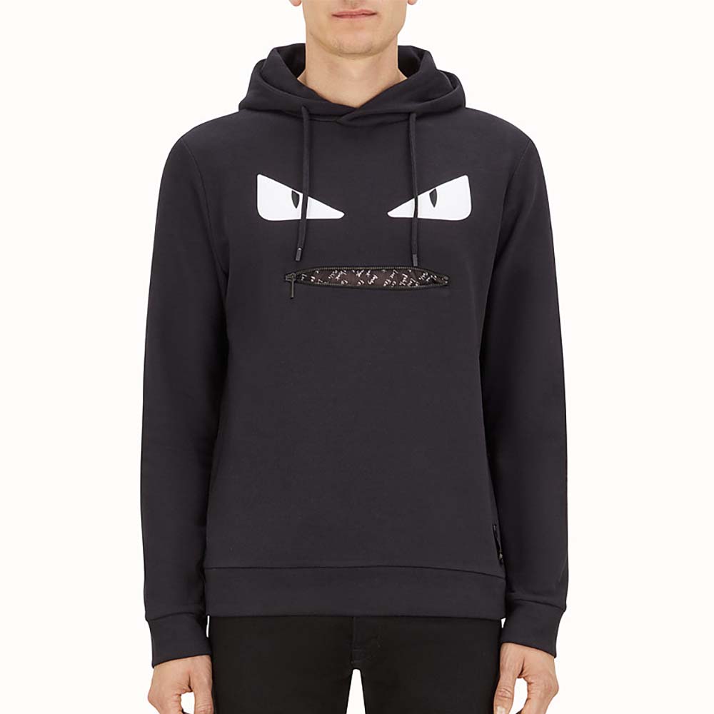 Front view of Fendi Men Black Cotton Sweatshirt on mannequin