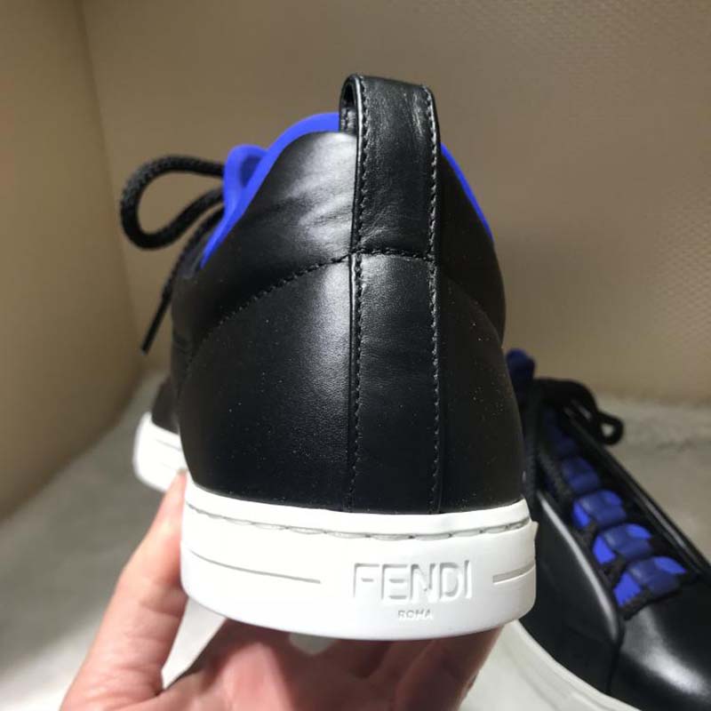Fendi Men Black Leather Sneakers Shoes Black - image 6