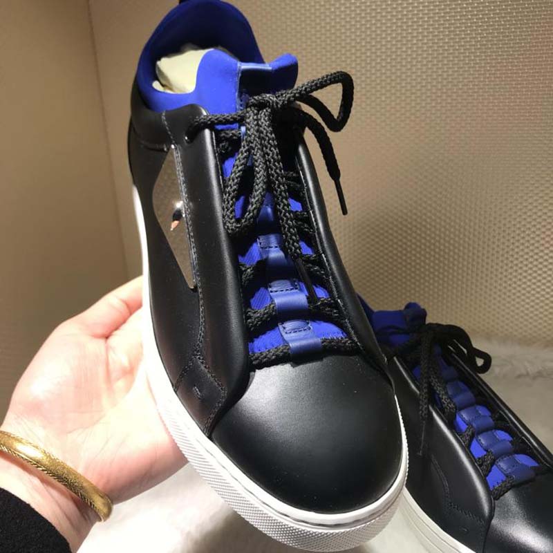 Fendi Men Black Leather Sneakers Shoes Black - image 4