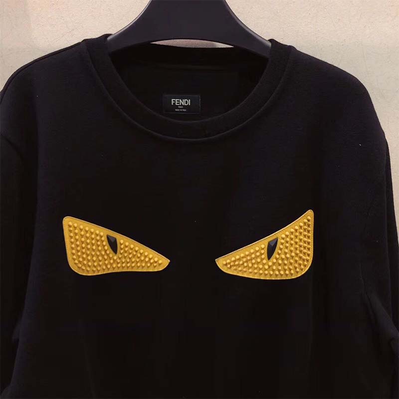Fendi Men Black Wool and Cotton Sweatshirt - image 4
