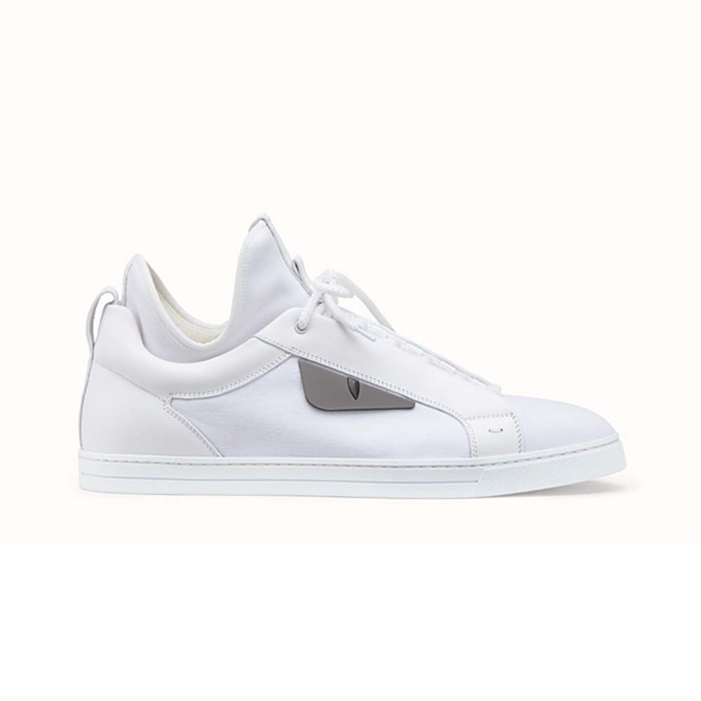 Side profile of Fendi Men Sneakers White Leather High-Tops showing silhouette
