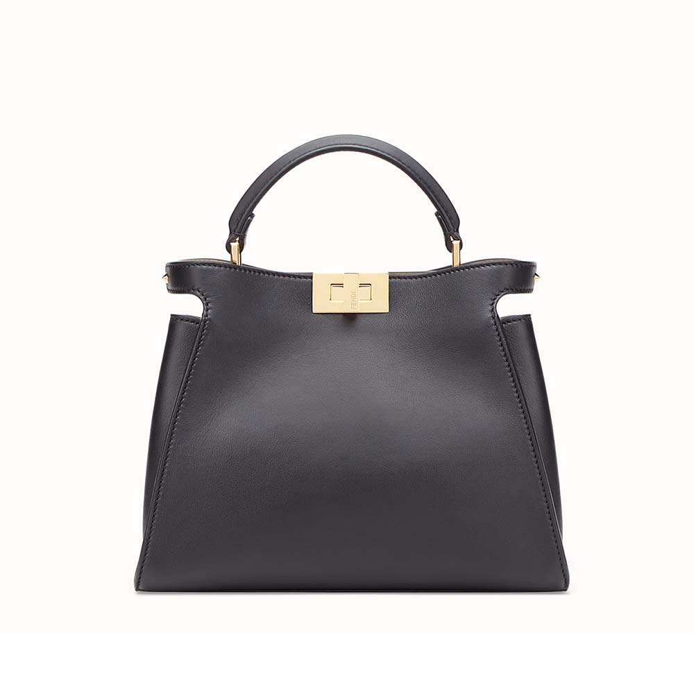 Front view of Fendi Women Peekaboo Essential Black Leather Bag