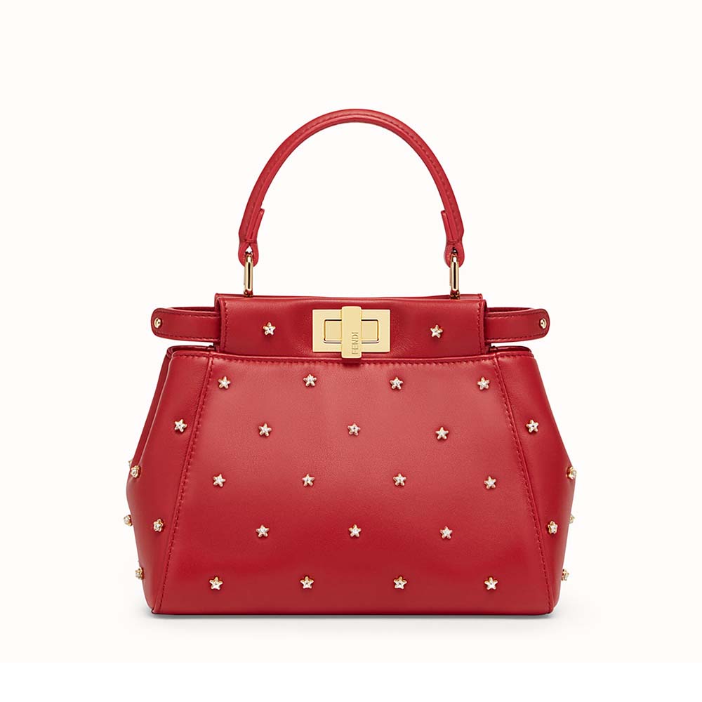 Fendi Women Peekaboo XS Leather Mini-Bag-Red - image 1