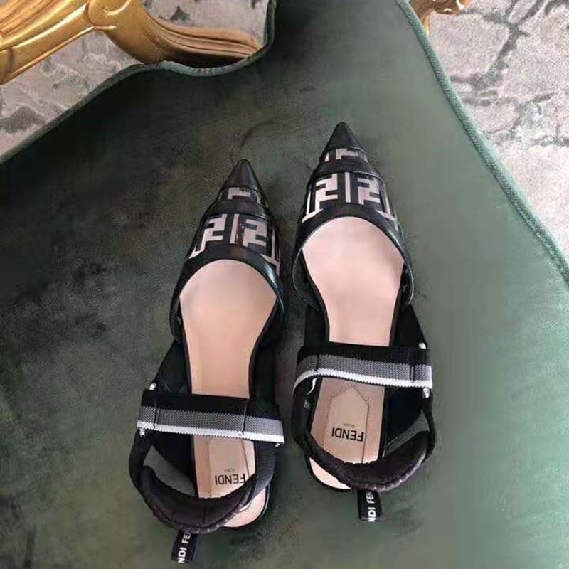 Fendi Women SABOTS Flats in PU and Leather-Black - image 4