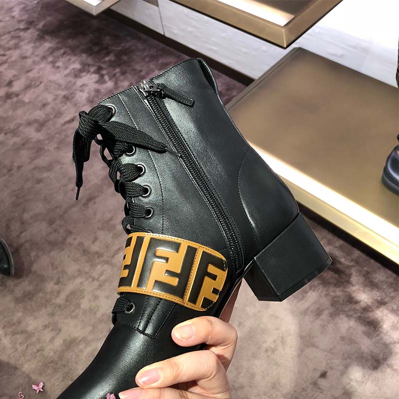Top-down view showing zip closure on Fendi Women Shoes Ankle Boots