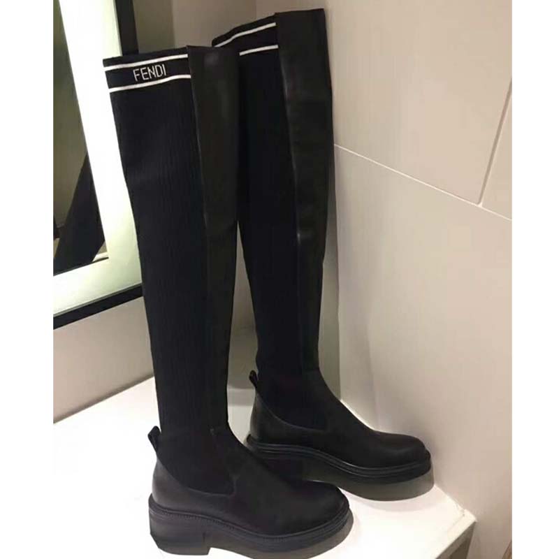 Fendi Women Shoes Black Nappa Cuissard Boots - image 5