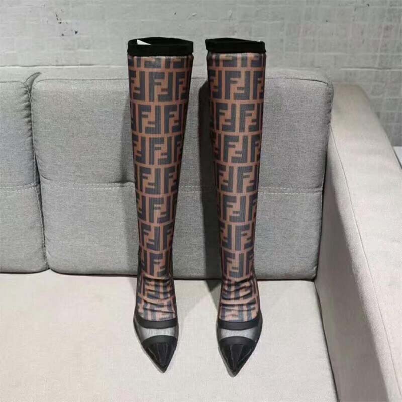 Fendi Women Shoes Black Technical Mesh Boots - image 4