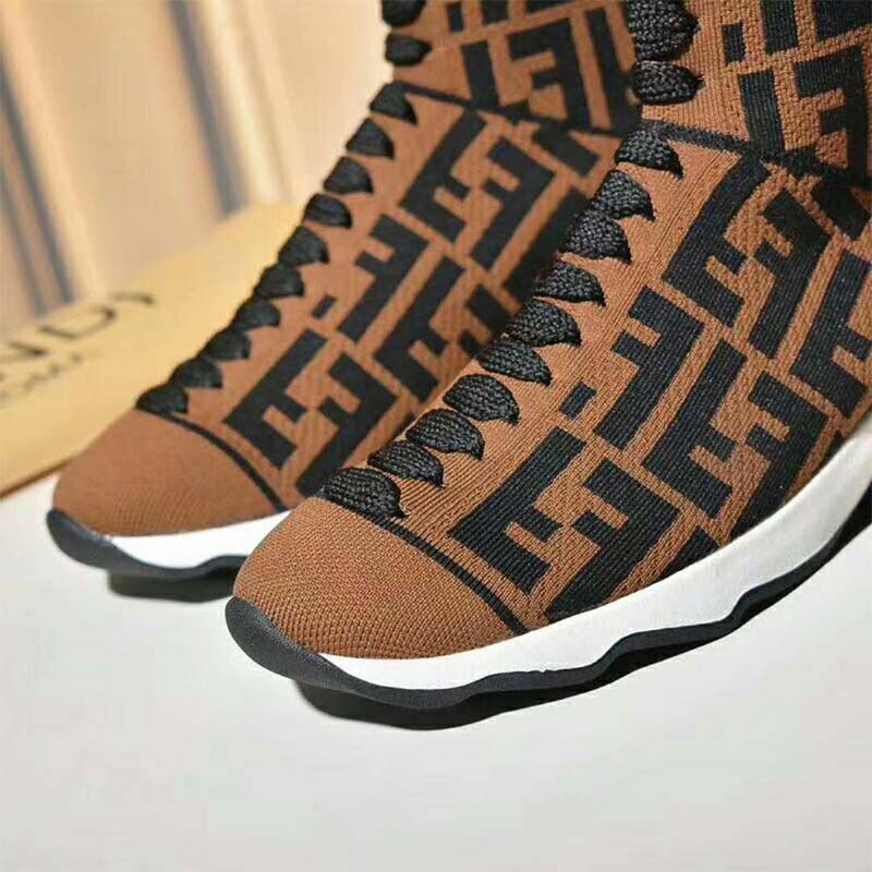 Fendi Women Shoes Multicolor Fabric Sneaker Boots-Brown - image 4