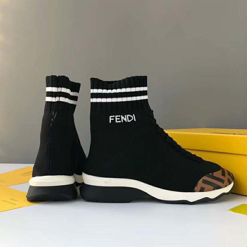 Top view of lace-up closure on Fendi Women Shoes Pale Fabric Sneaker Boots