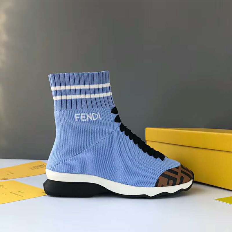 Fendi Women Shoes Pale Fabric Sneaker Boots-Blue - image 4