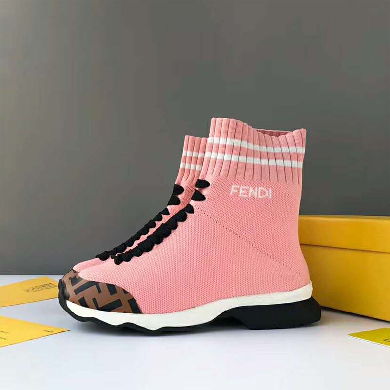 Fendi Women Shoes Pale Fabric Sneaker Boots-Pink - image 5