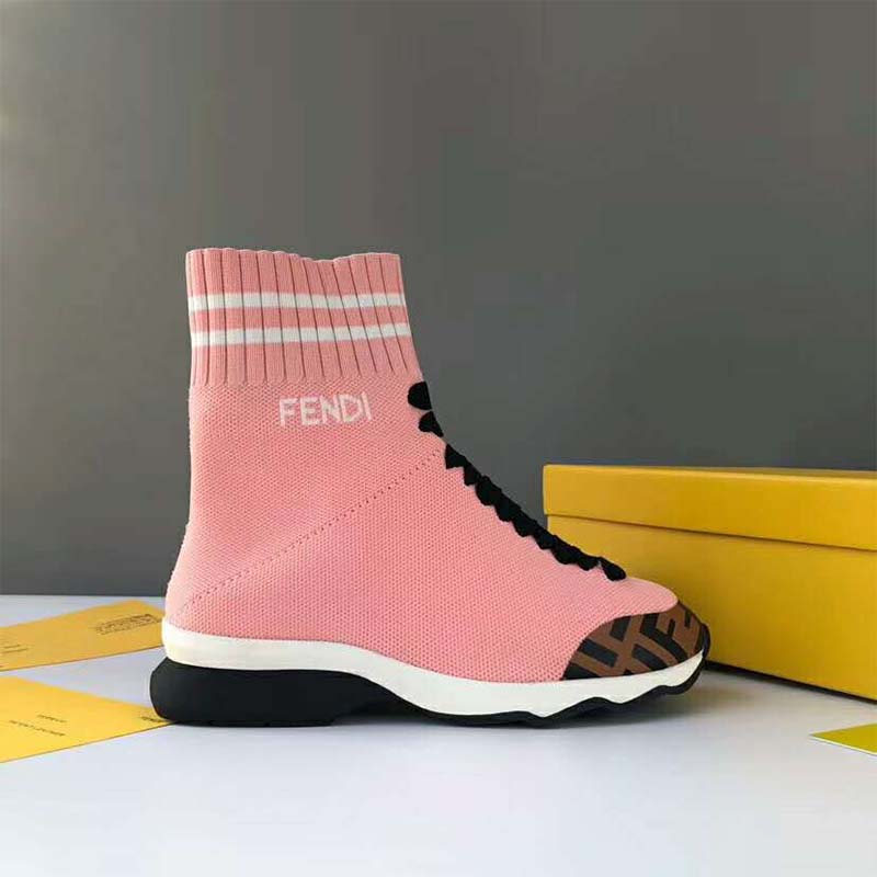 Fendi Women Shoes Pale Fabric Sneaker Boots-Pink - image 4