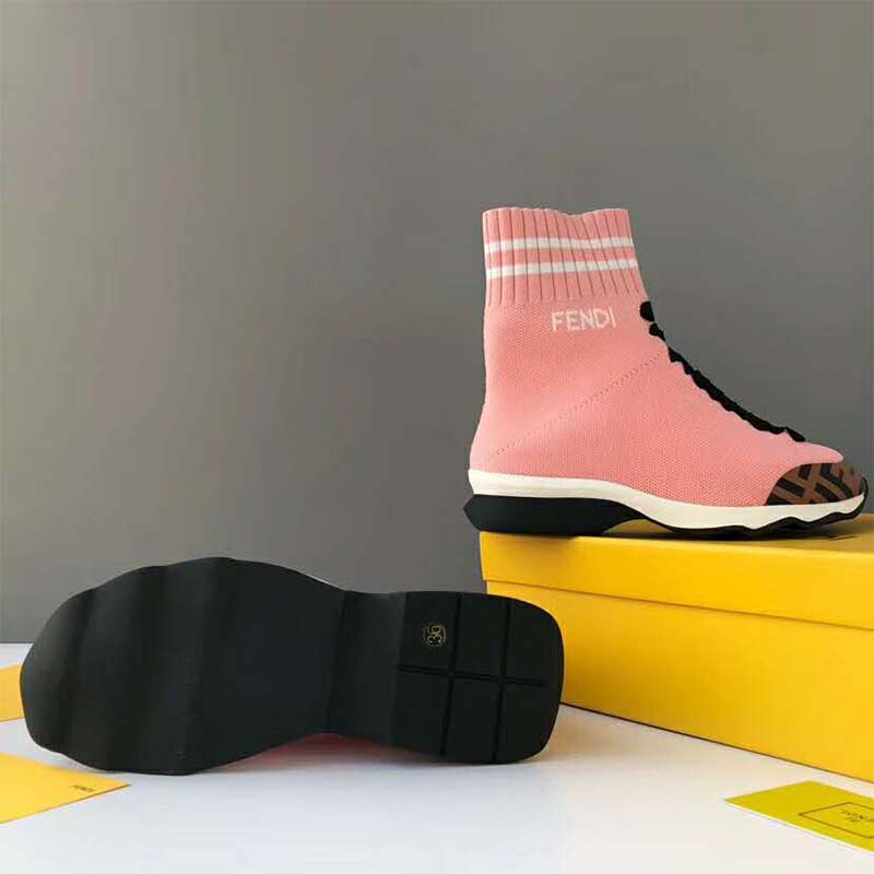 Fendi Women Shoes Pale Fabric Sneaker Boots-Pink - image 7