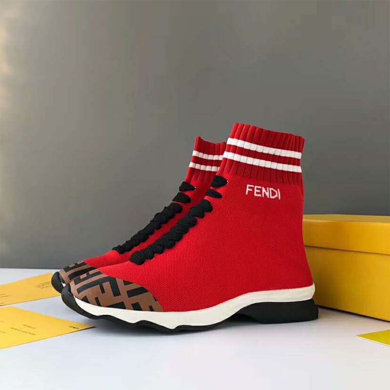 Fendi Women Shoes Pale Fabric Sneaker Boots-Red - image 5