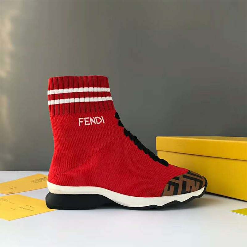 Fendi Women Shoes Pale Fabric Sneaker Boots-Red - image 6
