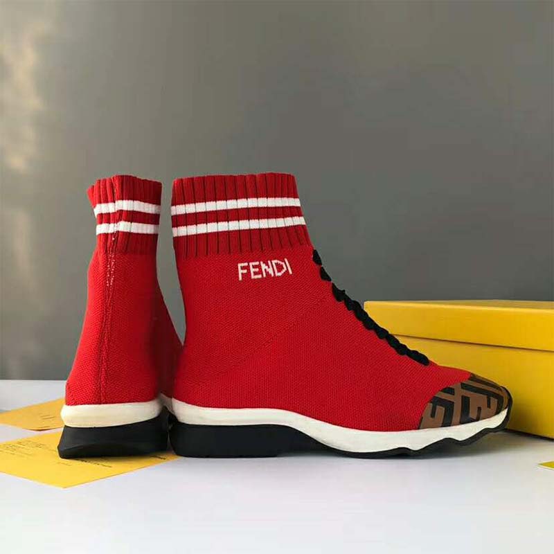 Fendi Women Shoes Pale Fabric Sneaker Boots-Red - image 4