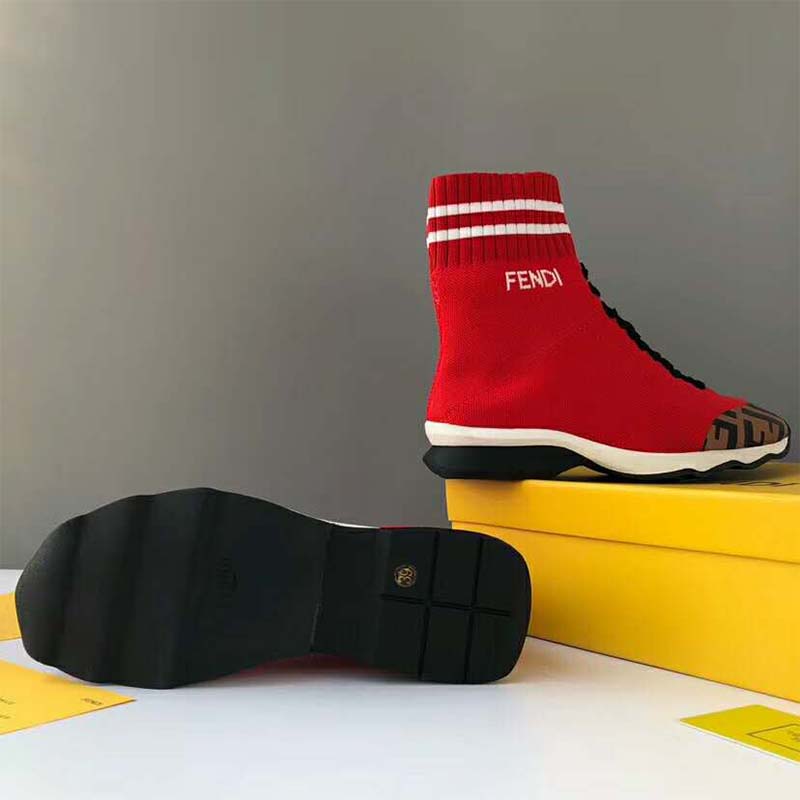 Fendi Women Shoes Pale Fabric Sneaker Boots-Red - image 7