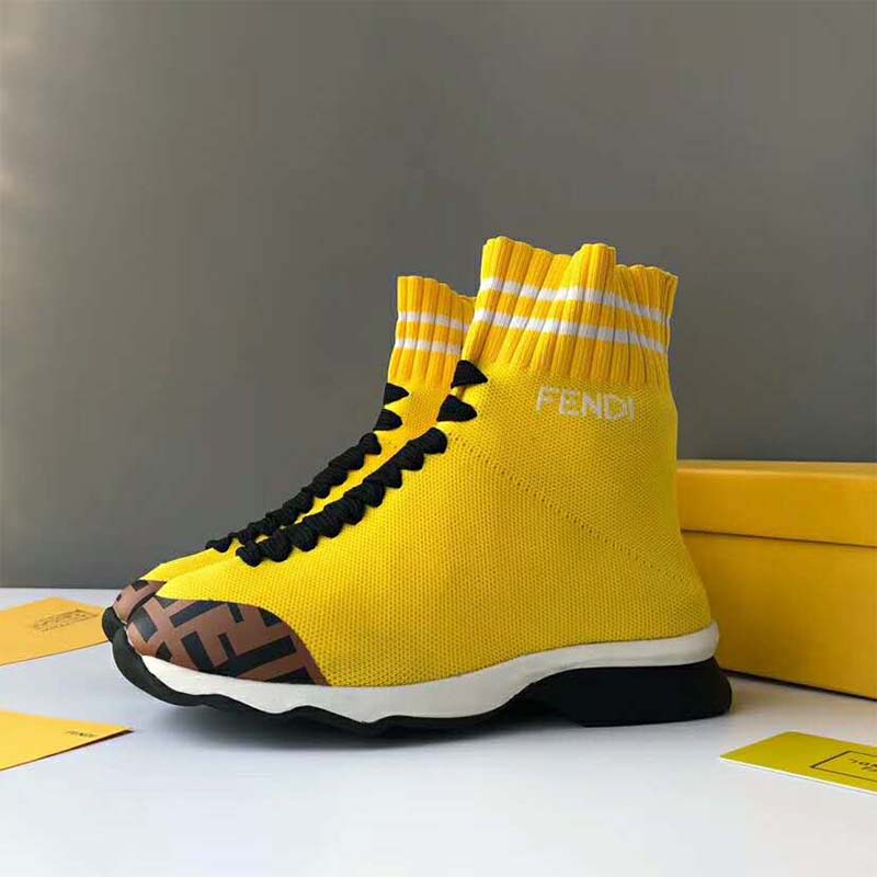 Fendi Women Shoes Pale Fabric Sneaker Boots-Yellow - image 5