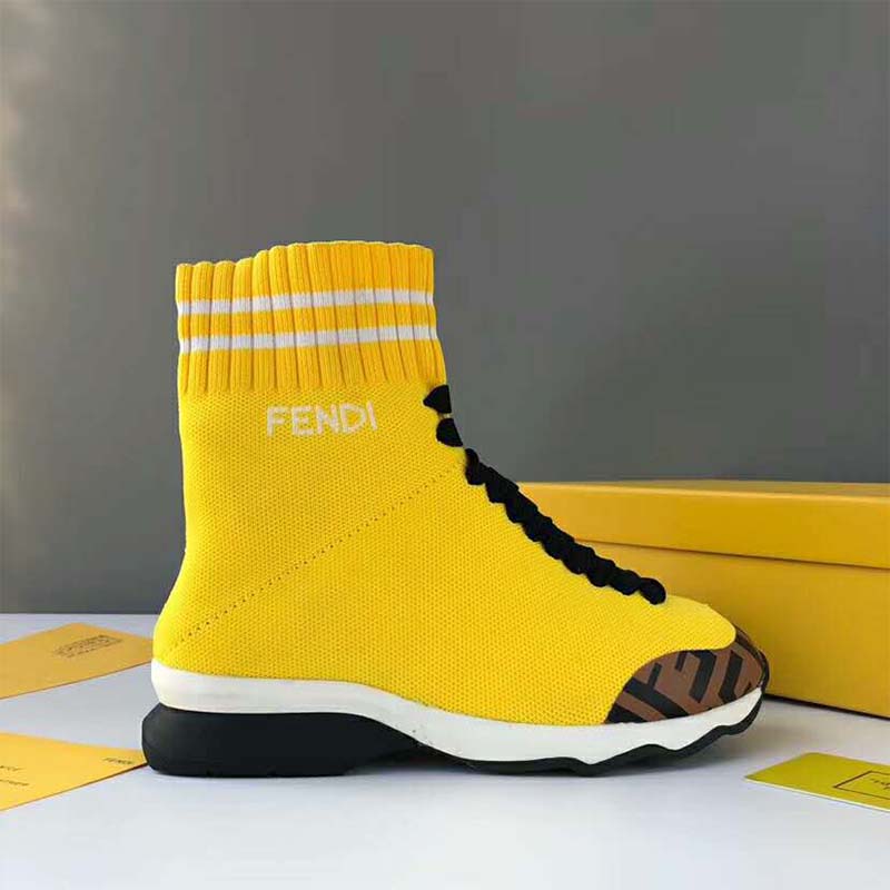 Fendi Women Shoes Pale Fabric Sneaker Boots-Yellow - image 4