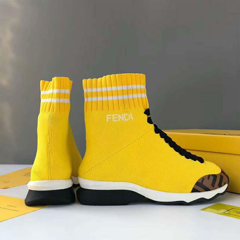 Top angle revealing Fendi logo hardware detail on Pale Fabric Sneaker Boots