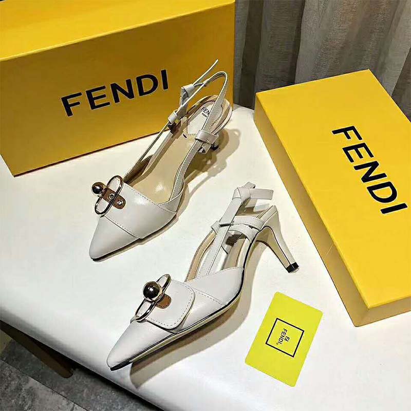 Fendi Women Shoes Pumps White Leather Slingbacks - image 4