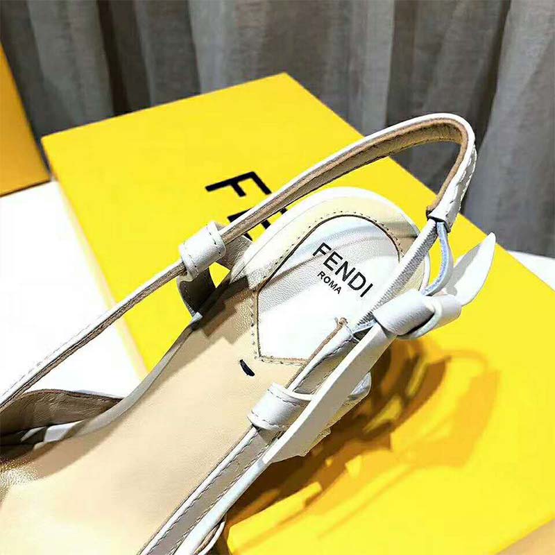 Fendi Women Shoes Pumps White Leather Slingbacks - image 5