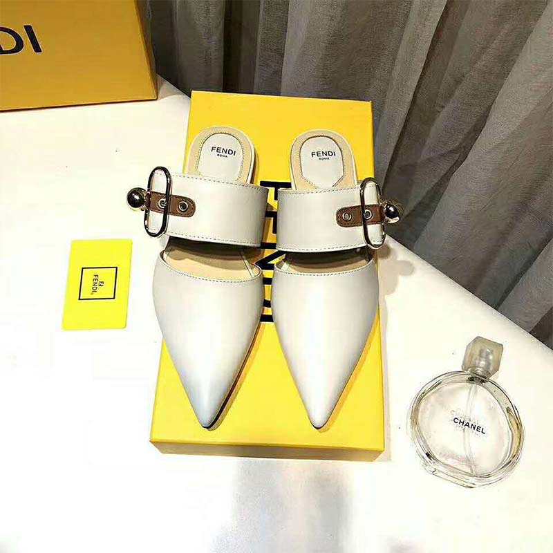 Top angle showing slingback strap on Fendi Women Shoes Sabots