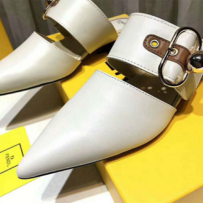 Fendi Women Shoes Sabots White Leather Slingbacks - image 5