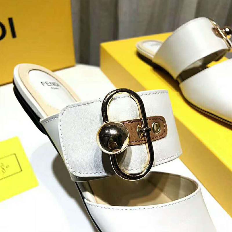 Fendi Women Shoes Sabots White Leather Slingbacks - image 4