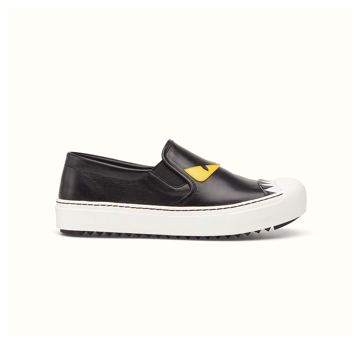 Side angle of Fendi Women Slip on in Black Calfskin Shoes Black