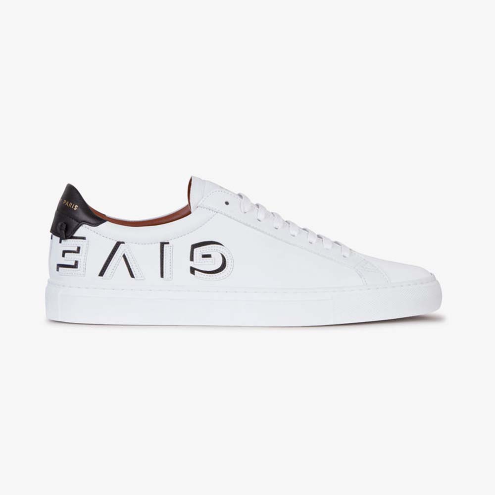 Side profile of Givenchy Men Givenchy Reverse Sneakers in Leather-White