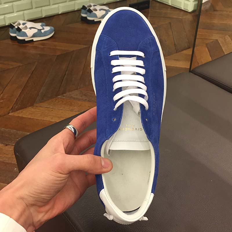 Close-up of suede texture on Givenchy Men Low Sneakers in Blue