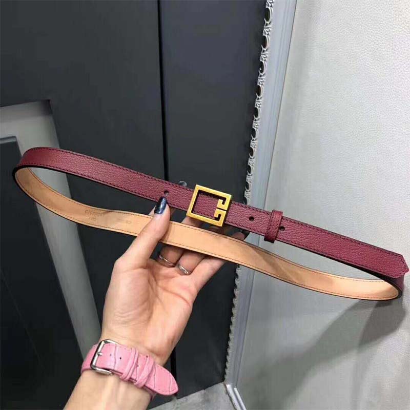 Side profile showing smooth leather texture of Givenchy Women Double G Belt