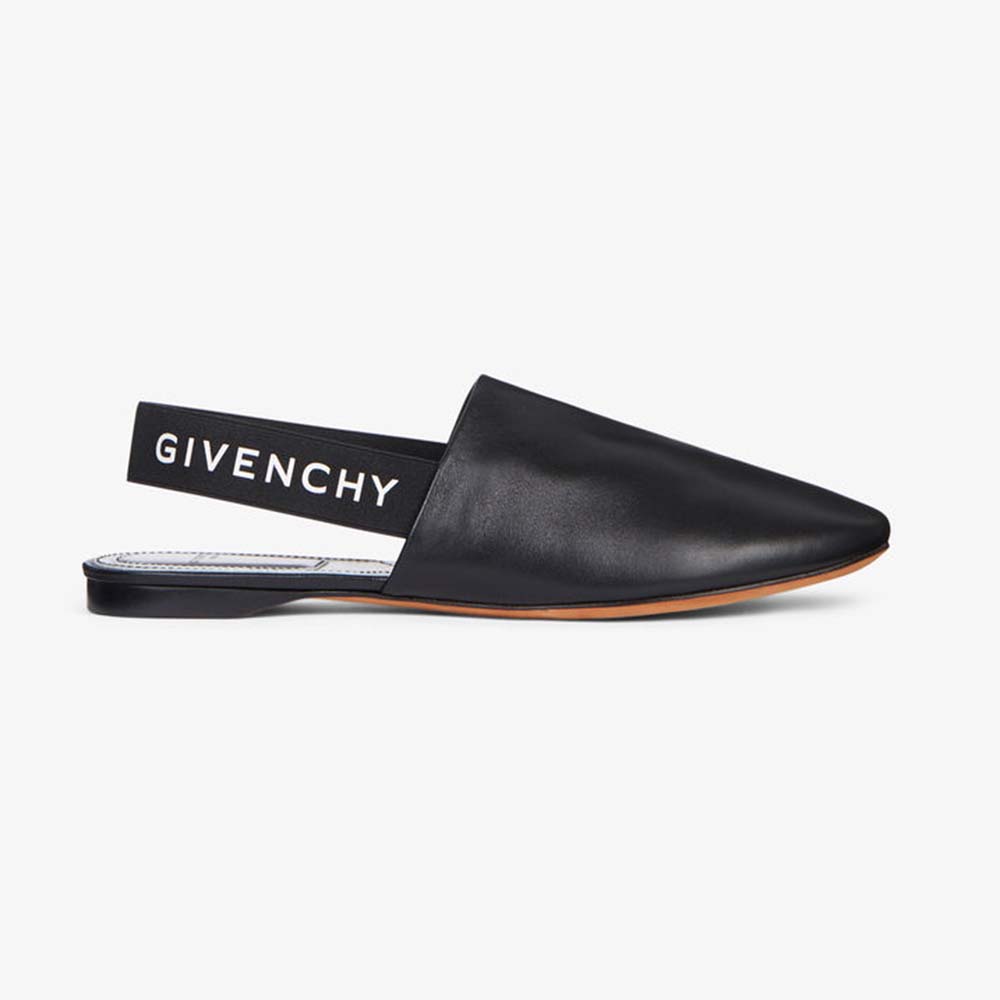 Side view of Givenchy Women Givenchy Sling Back Flat Mules-Black leather