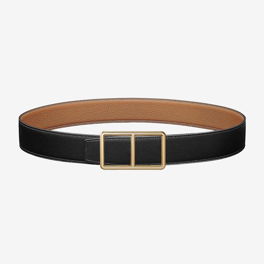 Front close-up of Hermes Men Officier Belt Buckle & Reversible Leather Strap