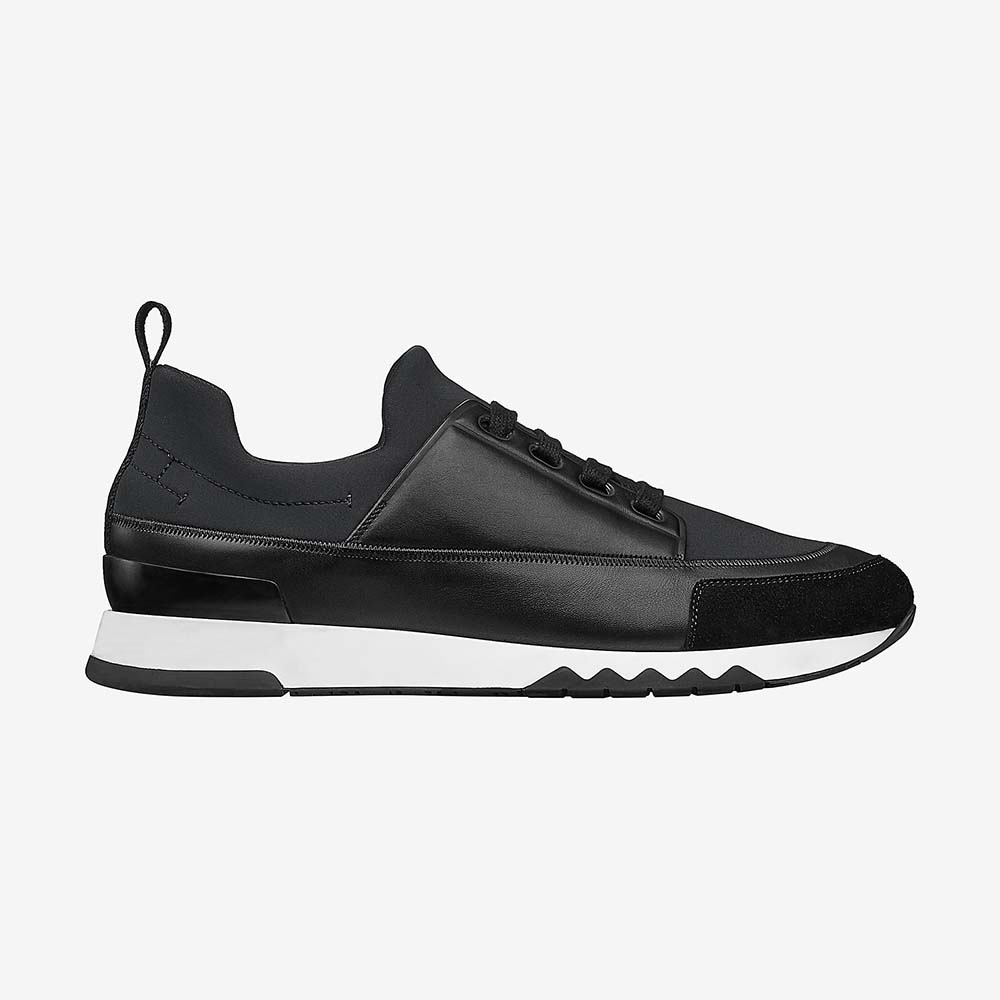 Side view of Hermes Men Shoes Stadium Sneaker-Black showing silhouette