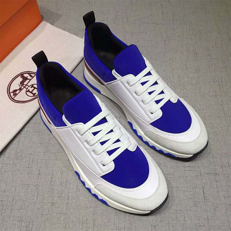 Top view of Hermes Men Shoes Stadium Sneaker-White with lace details