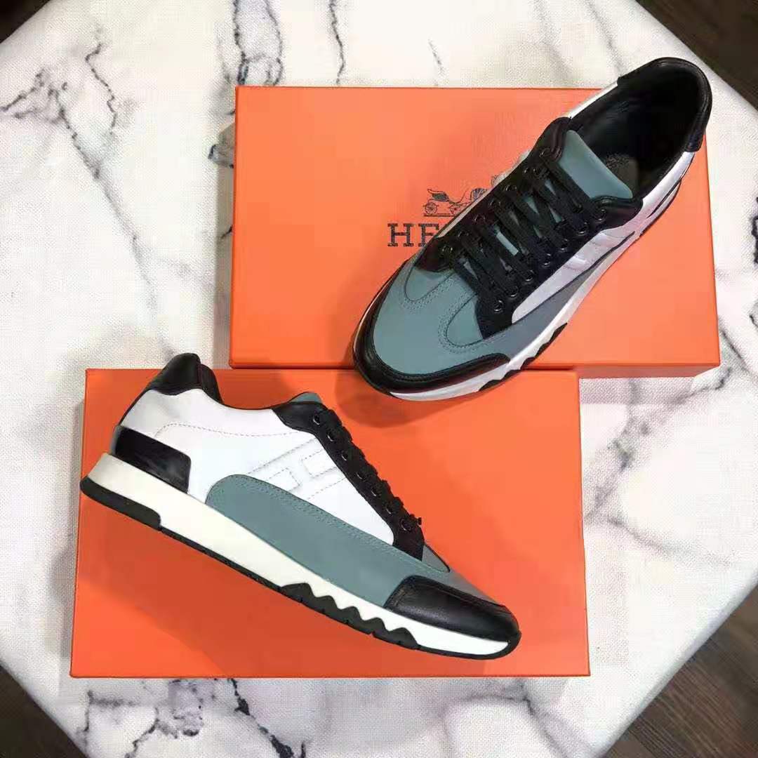 Top-down angle showing lace-up closure on Hermes Men Trail sneaker