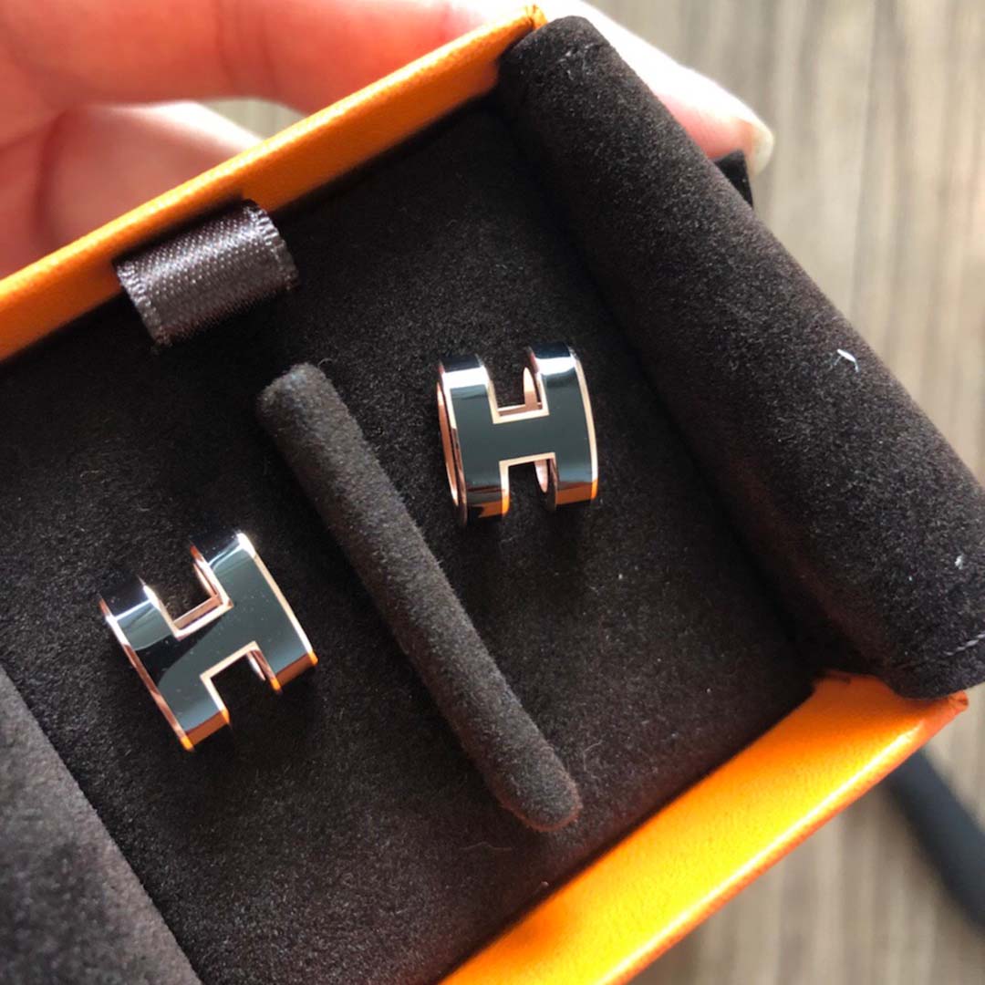 Hermes Women Pop H Earrings Jewelry Black - image 4